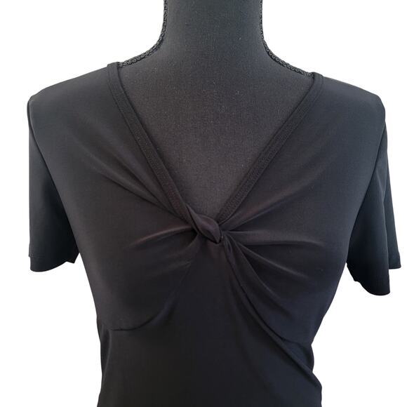 Susan Lawrence V-Neck Black Knit Top Shirt‎ Sz PM Petite Medium Short Sleeve - Picture 9 of 9